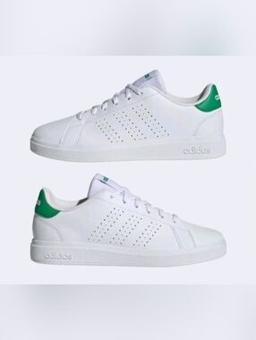 Adidas Advantage Base 2.0 J Shoes Youth Bid Kid's, White/Green Size 5 and 6